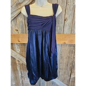 BCBG Blue Ruched Square Neck Midi Dress US size 4-6